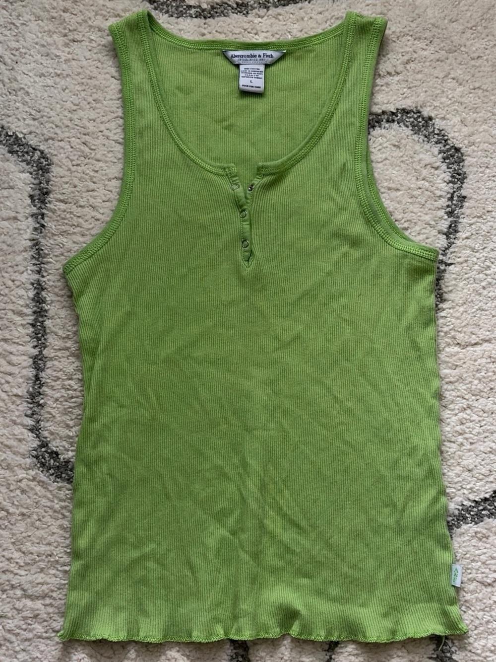 Vintage Y2K Abercrombie & Fitch lime green ribbed Henley tank top
